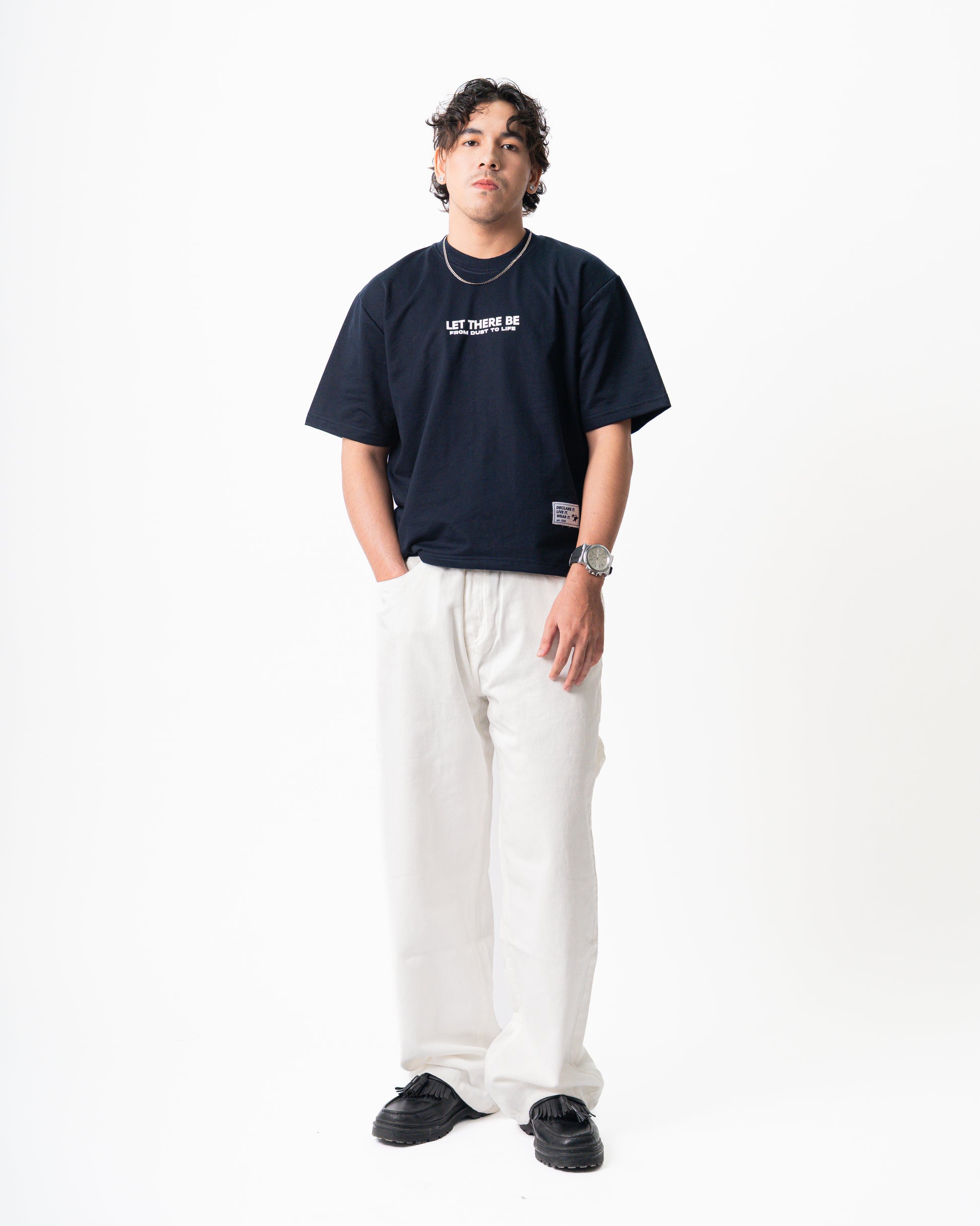 LIGHT IN THE DARKNESS Oversized Unisex Tee – Navy Blue