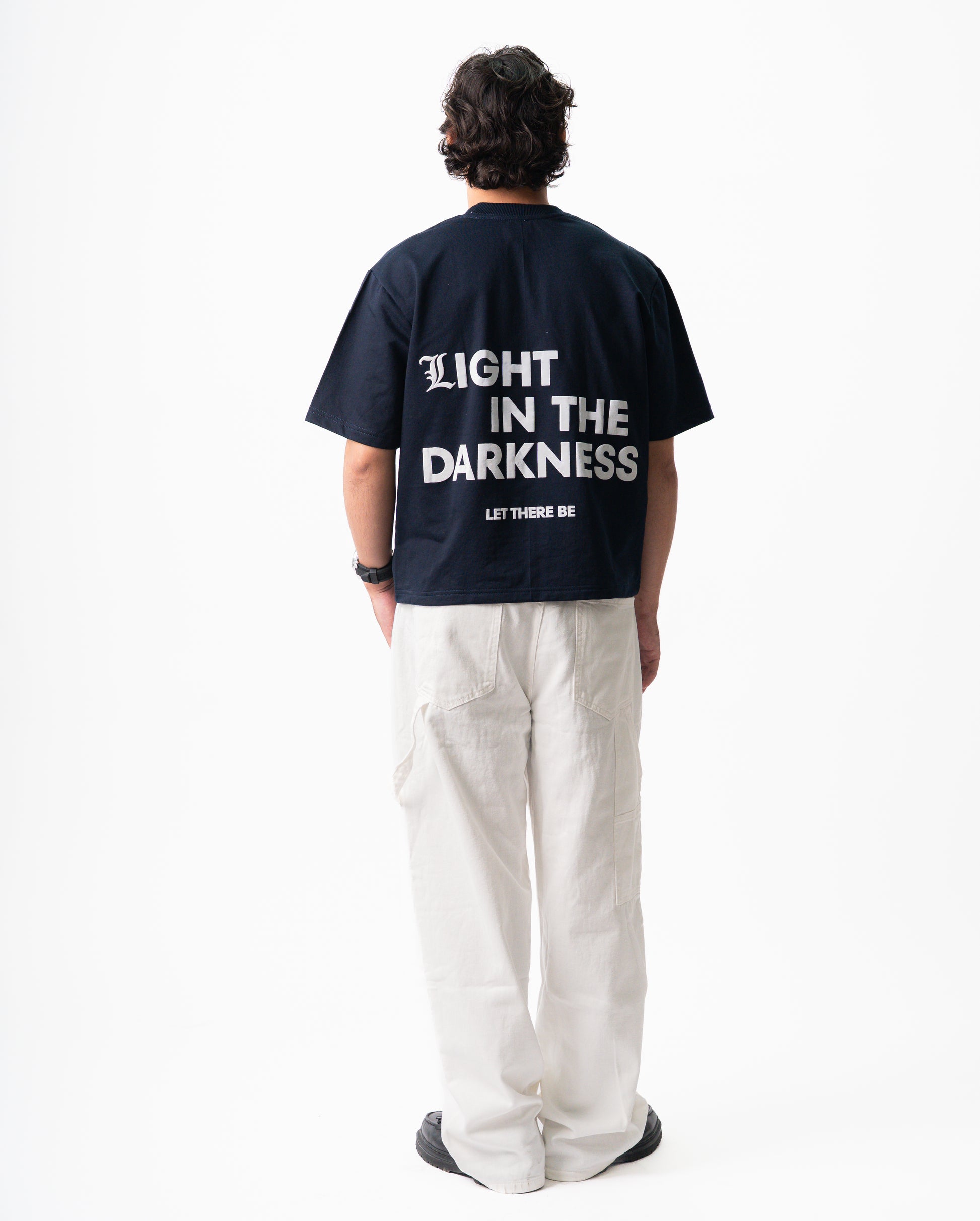 LIGHT IN THE DARKNESS Oversized Unisex Tee – Navy Blue