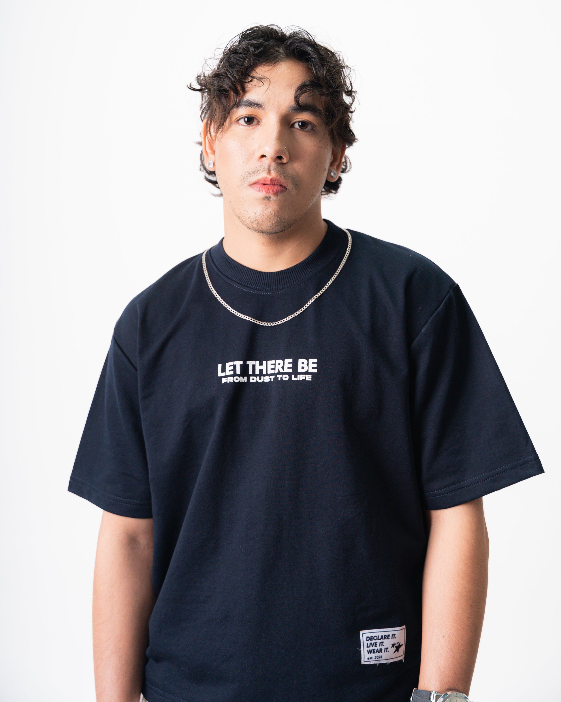 LIGHT IN THE DARKNESS Oversized Unisex Tee – Navy Blue