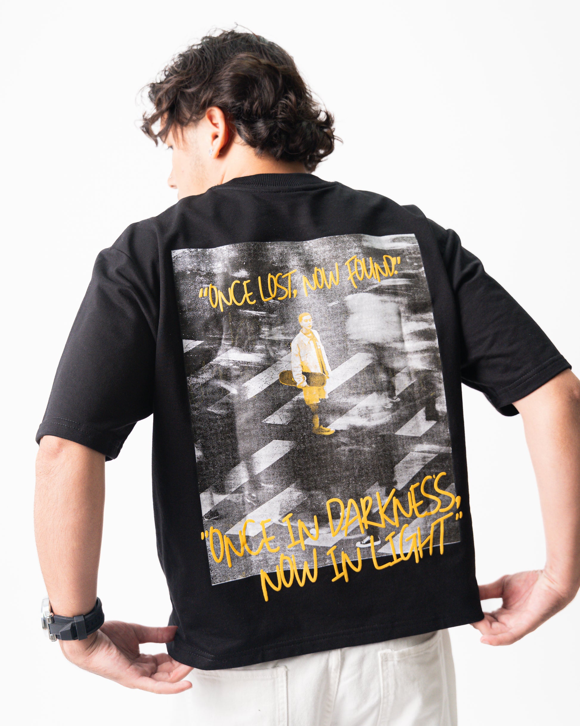 NOW IN LIGHT Oversized Unisex Tee – Black