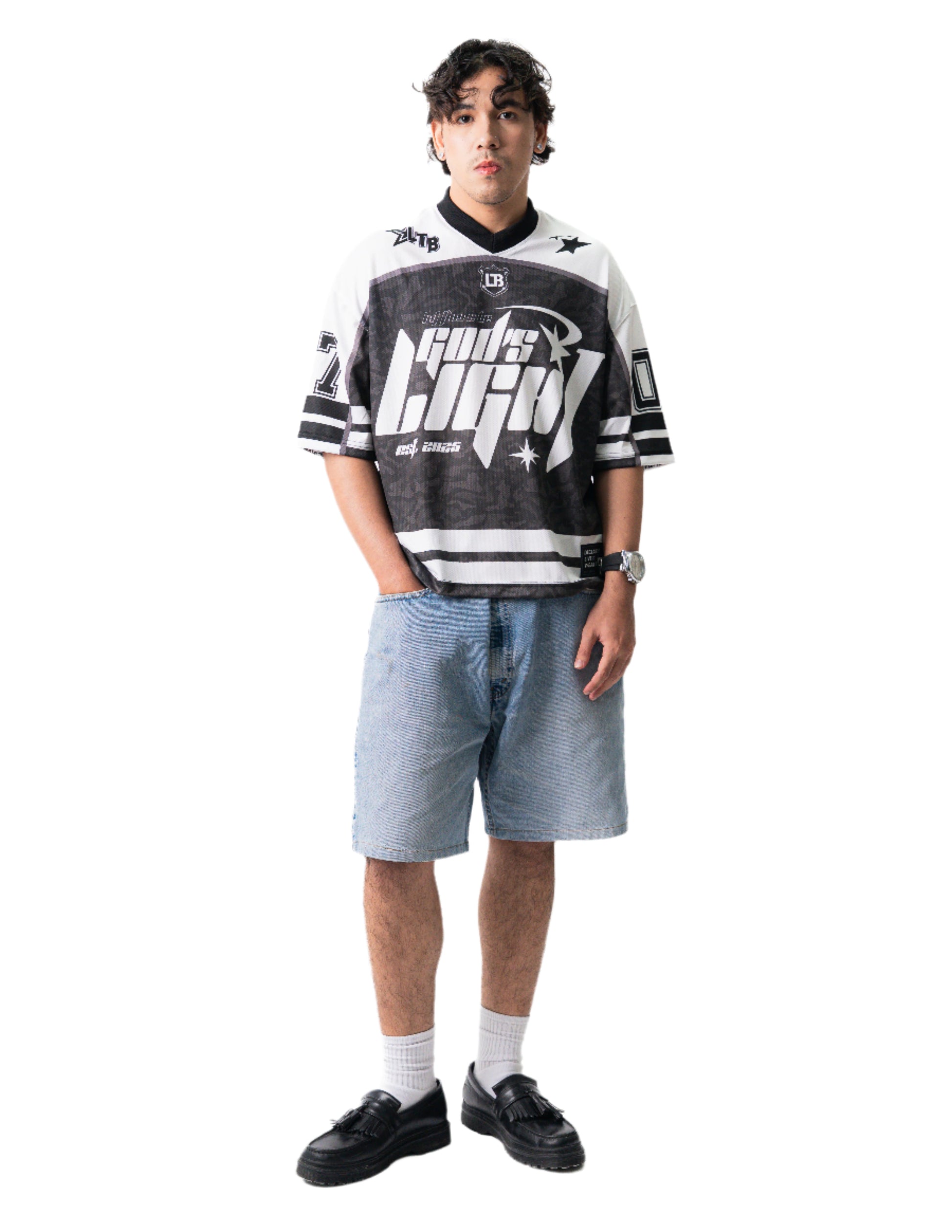 GOD'S LIGHT Football Black & White Unisex Jersey