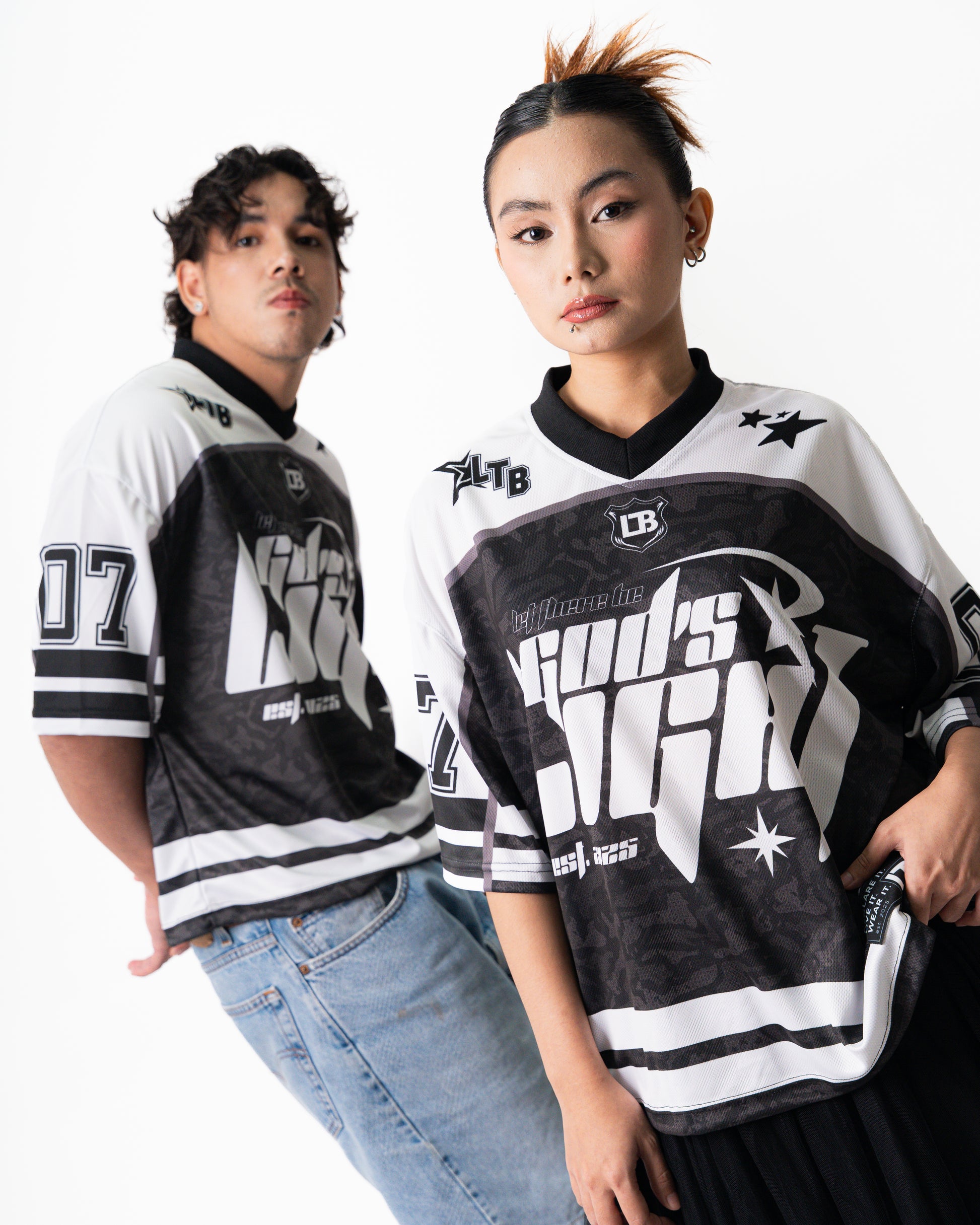 GOD'S LIGHT Football Black & White Unisex Jersey