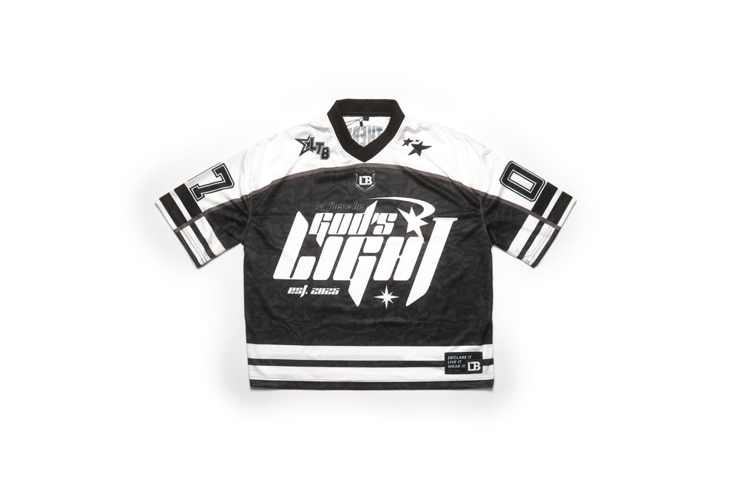 GOD'S LIGHT Football Black & White Unisex Jersey
